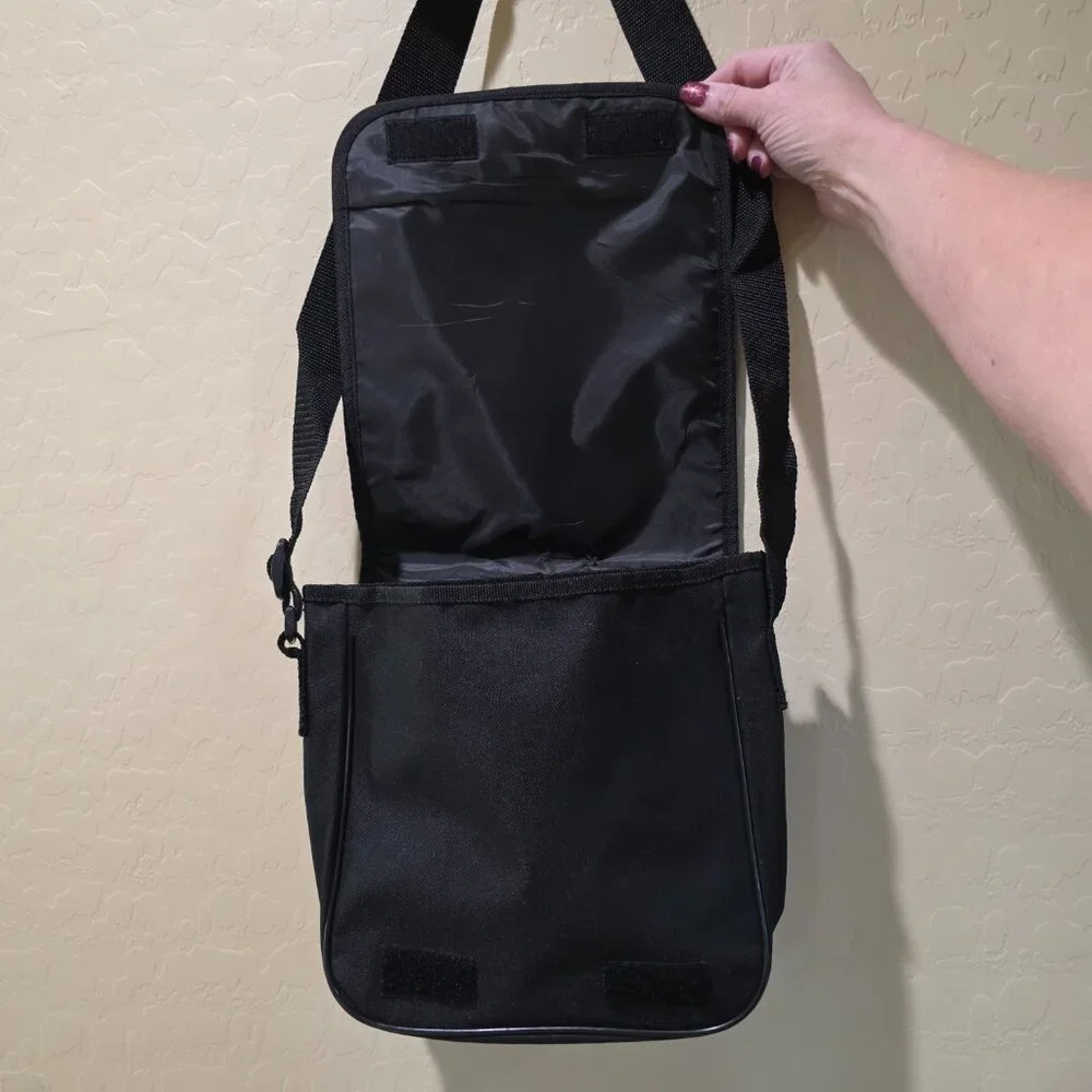 Peachtree Playthings Black Velvet Canvas Neon LION CAT Messenger Crossbody Bag